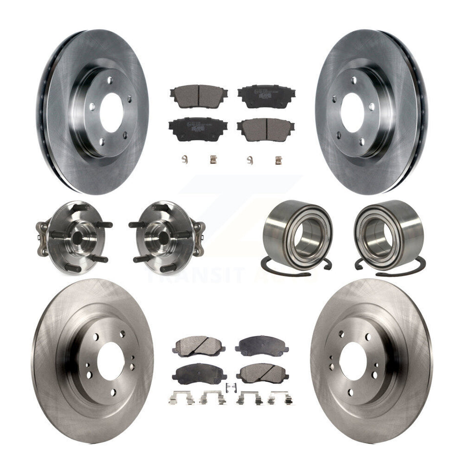 Front Rear Hub Bearing Brake Rotor Pads Kit (10Pc) For 2017-2020 Mitsubishi Outlander AWD KBB-122909