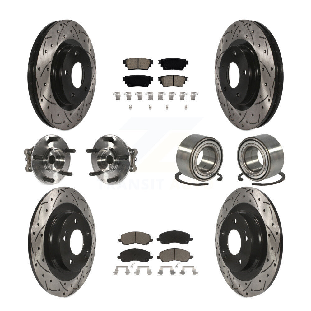 Front Rear Hub Bearing Coat Brake Rotor Pad Kit (10Pc) For 17-20 Mitsubishi Outlander AWD KBB-122912