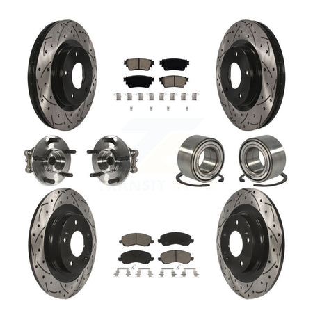 Front Rear Hub Bearing Coat Brake Rotor Pad Kit (10Pc) For 17-20 Mitsubishi Outlander AWD KBB-122912