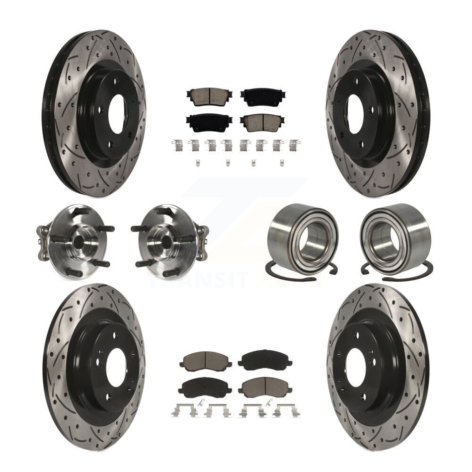 Front Rear Hub Bearing Coat Brake Rotor Pad Kit (10Pc) For 17-20 Mitsubishi Outlander AWD KBB-122912