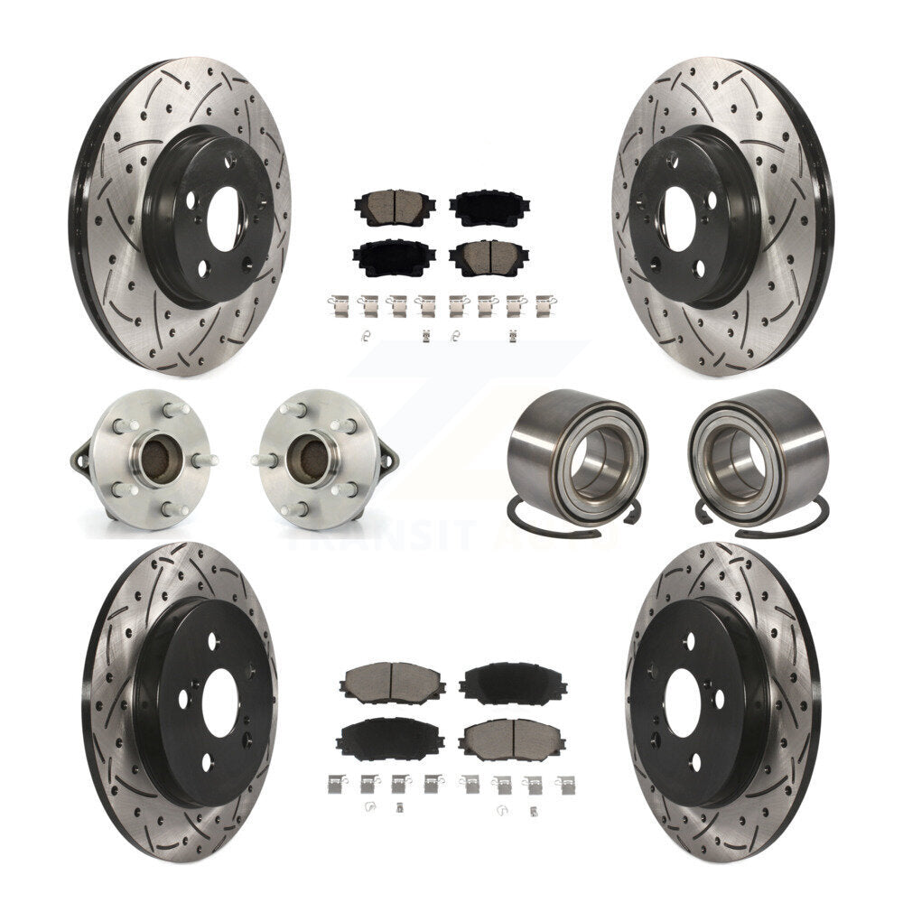 Front Rear Hub Bearing Coat Brake Rotor Pad Kit (10Pc) For Toyota Corolla Sedan with 1.8L KBB-122913