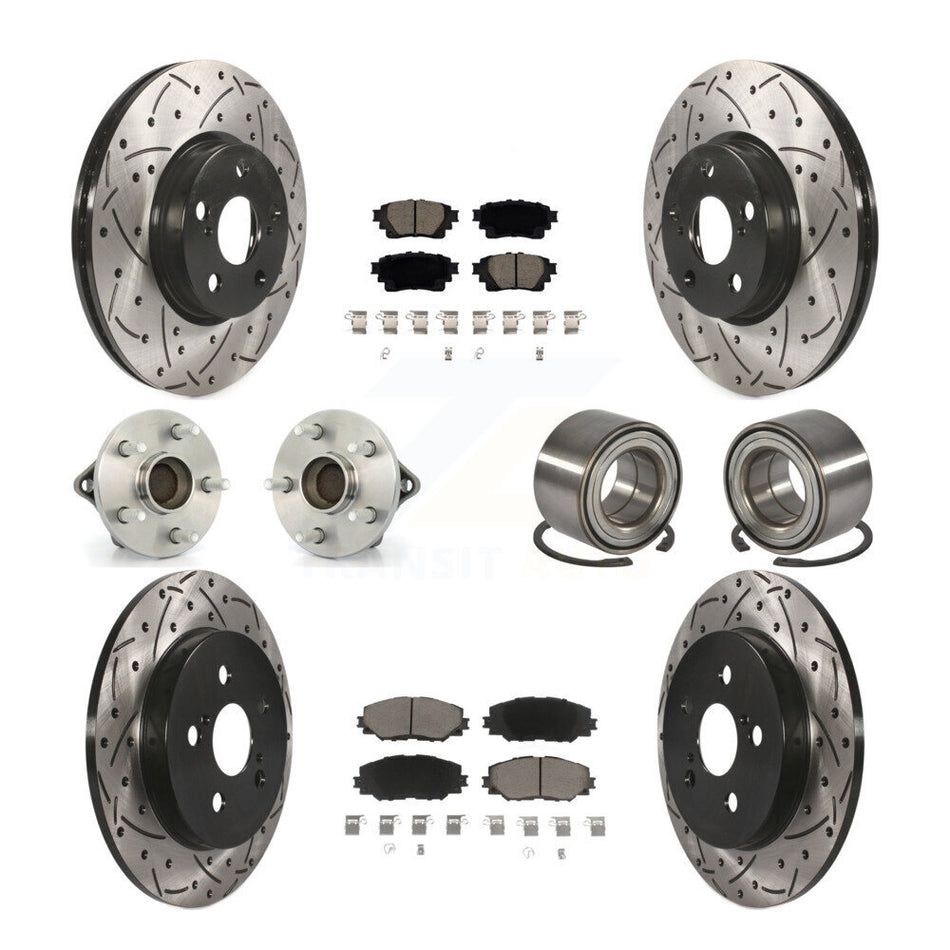 Front Rear Hub Bearing Coat Brake Rotor Pad Kit (10Pc) For Toyota Corolla Sedan with 1.8L KBB-122913