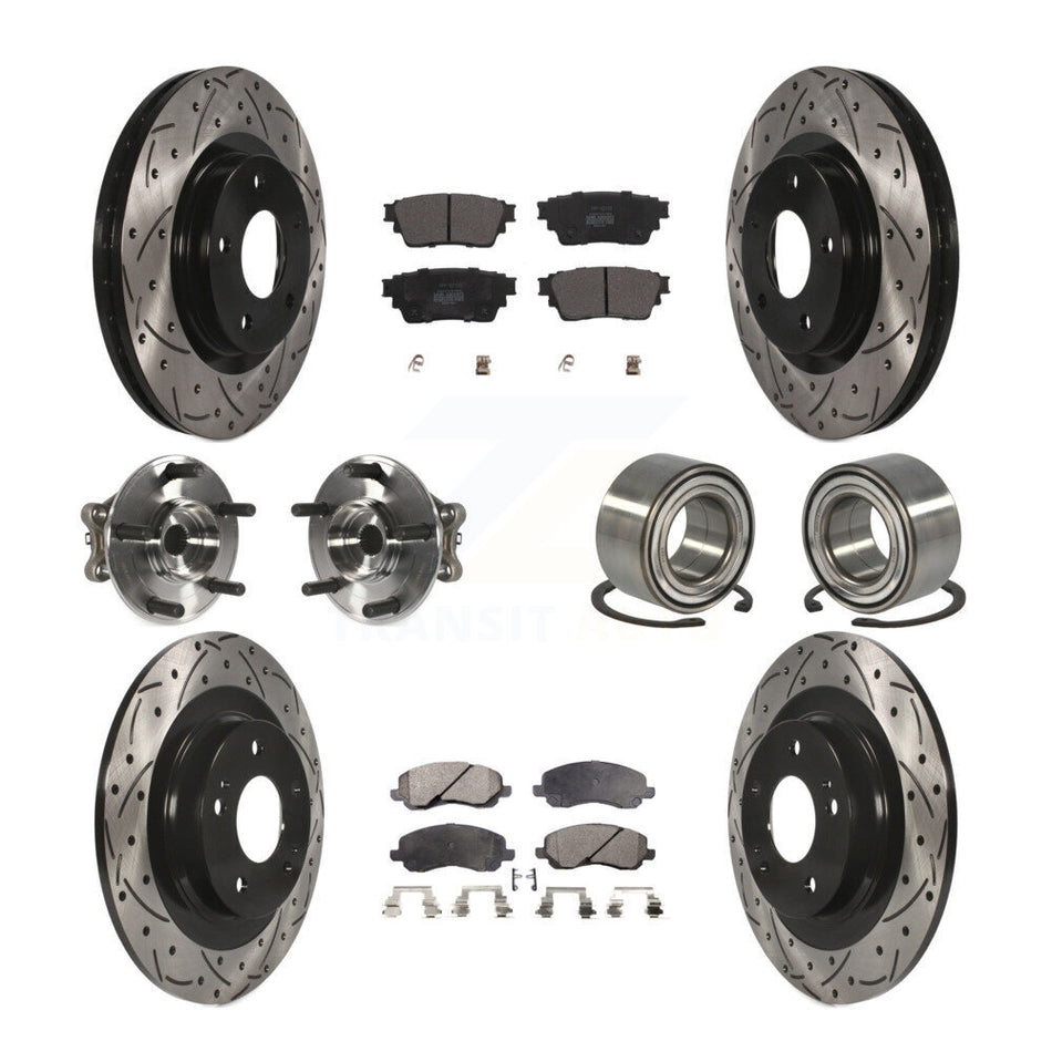 Front Rear Hub Bearing Coat Brake Rotor Pad Kit (10Pc) For 17-20 Mitsubishi Outlander AWD KBB-122918