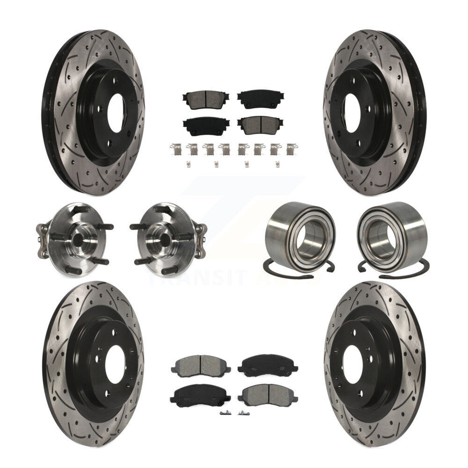 Front Rear Hub Bearing Coat Brake Rotor Pad Kit (10Pc) For 17-20 Mitsubishi Outlander AWD KBB-122920