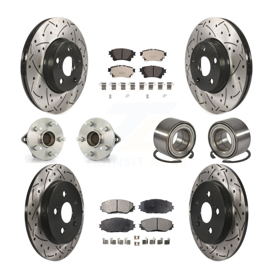 Front Rear Hub Bearing Coat Brake Rotor Pad Kit (10Pc) For Toyota Corolla Sedan with 1.8L KBB-122921
