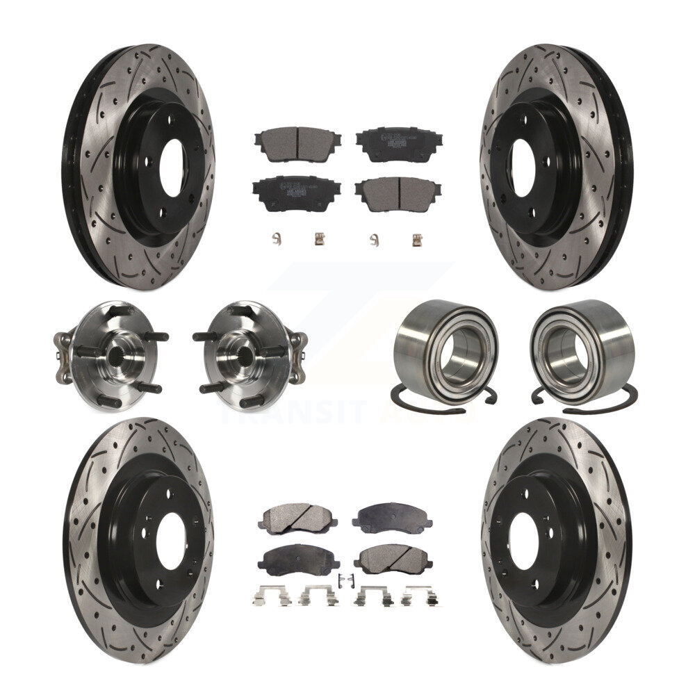 Front Rear Hub Bearing Coat Brake Rotor Pad Kit (10Pc) For 17-20 Mitsubishi Outlander AWD KBB-122922