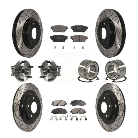 Front Rear Hub Bearing Coat Brake Rotor Pad Kit (10Pc) For 17-20 Mitsubishi Outlander AWD KBB-122922