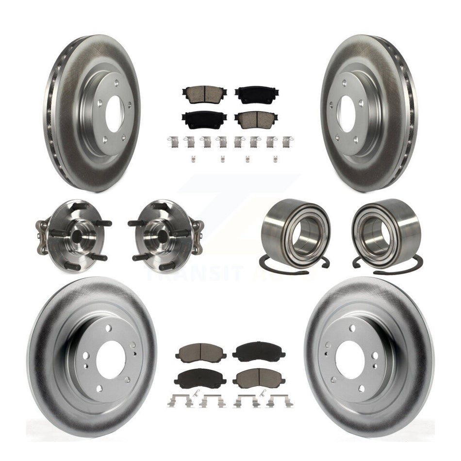 Front Rear Hub Bearing Coat Brake Rotor Pad Kit (10Pc) For 17-20 Mitsubishi Outlander AWD KBB-122930