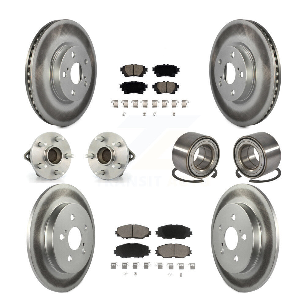 Front Rear Hub Bearing Coat Brake Rotor Pad Kit (10Pc) For Toyota Corolla Sedan with 1.8L KBB-122931