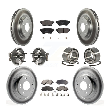 Front Rear Hub Bearing Coat Brake Rotor Pad Kit (10Pc) For 17-20 Mitsubishi Outlander AWD KBB-122938