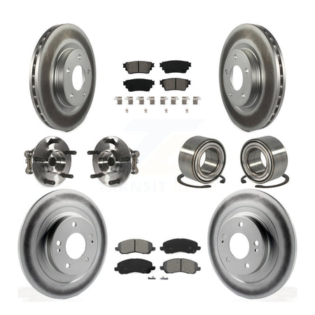 Front Rear Hub Bearing Coat Brake Rotor Pad Kit (10Pc) For 17-20 Mitsubishi Outlander AWD KBB-122940
