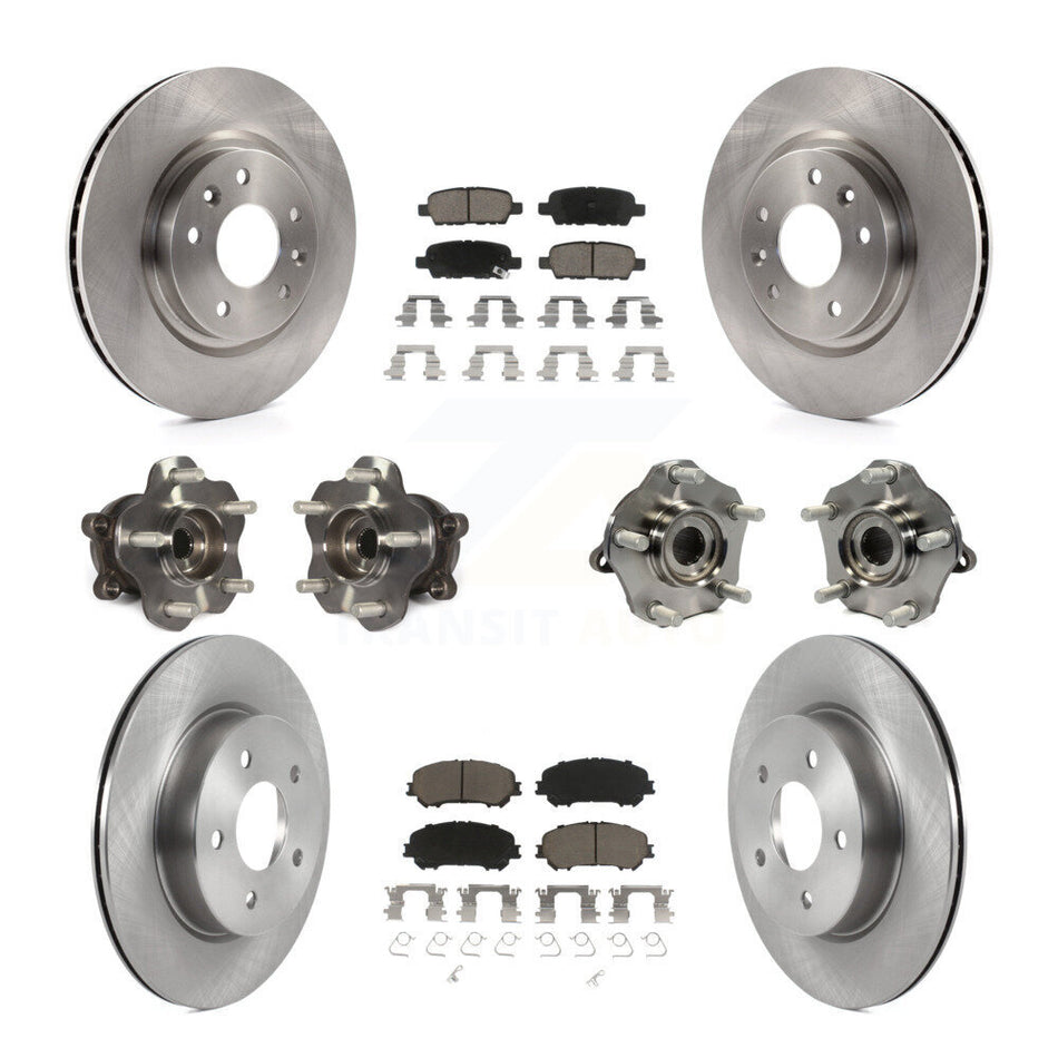 Front Rear Hub Bearings Assembly Disc Brake Rotors And Ceramic Pads Kit (10Pc) For 2019-2019 Nissan Rogue Sport Qashqai With Manual Parking SL with AWD KBB-122950