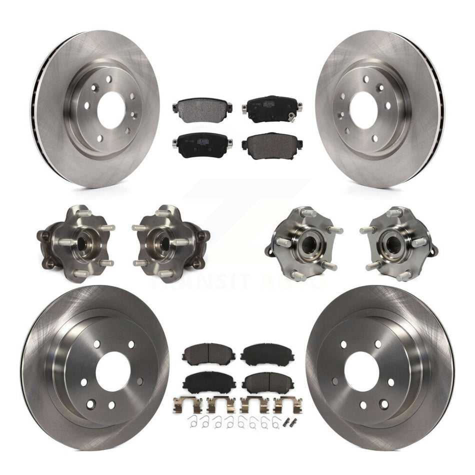 Front Rear Hub Bearing Brake Rotor Pads Kit (10Pc) For 2019 Nissan Rogue Sport S with AWD KBB-122958
