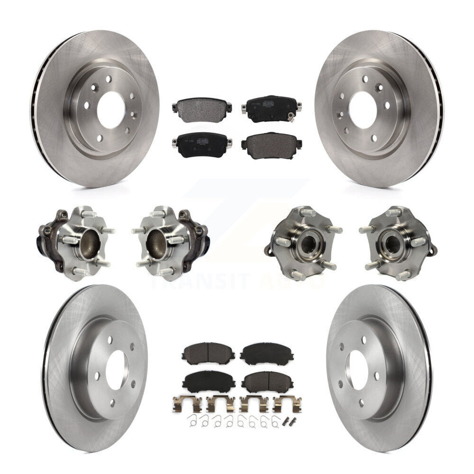 Front Rear Hub Bearing Disc Brake Rotor And Pad Kit (10Pc) For Nissan Rogue Sport Qashqai KBB-122959