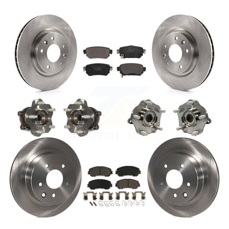 Front Rear Hub Bearing Brake Rotor Pads Kit (10Pc) For 2019 Nissan Rogue Sport S with AWD KBB-122971
