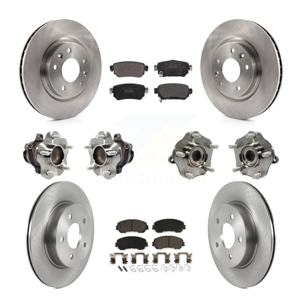 Front Rear Hub Bearing Disc Brake Rotor And Pad Kit (10Pc) For Nissan Rogue Sport Qashqai KBB-122972