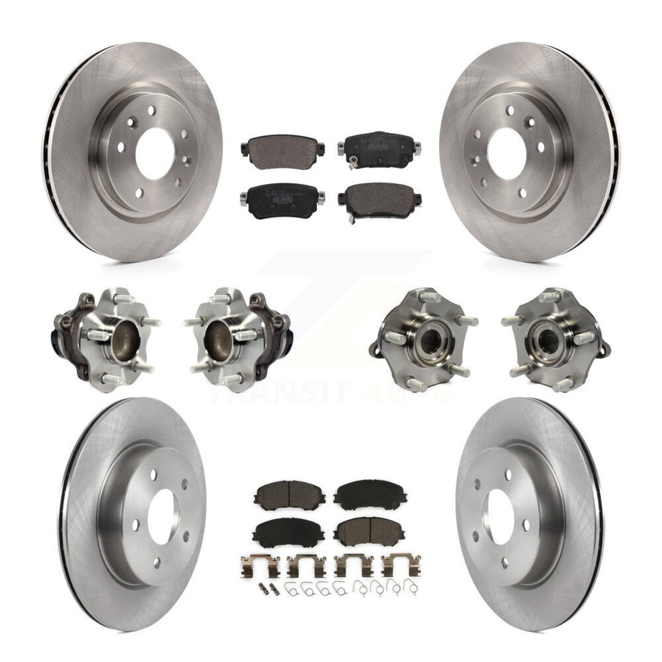Front Rear Hub Bearing Disc Brake Rotor And Pad Kit (10Pc) For Nissan Rogue Sport Qashqai KBB-122972