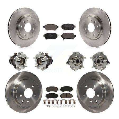 Front Rear Hub Bearing Brake Rotor Pads Kit (10Pc) For 2019 Nissan Rogue Sport S with FWD KBB-122973