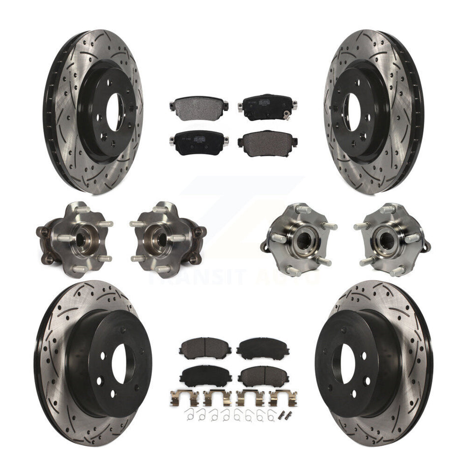 Front Rear Hub Bearing Coat Brake Rotor Pads Kit (10Pc) For Nissan Rogue Sport S with AWD KBB-122981