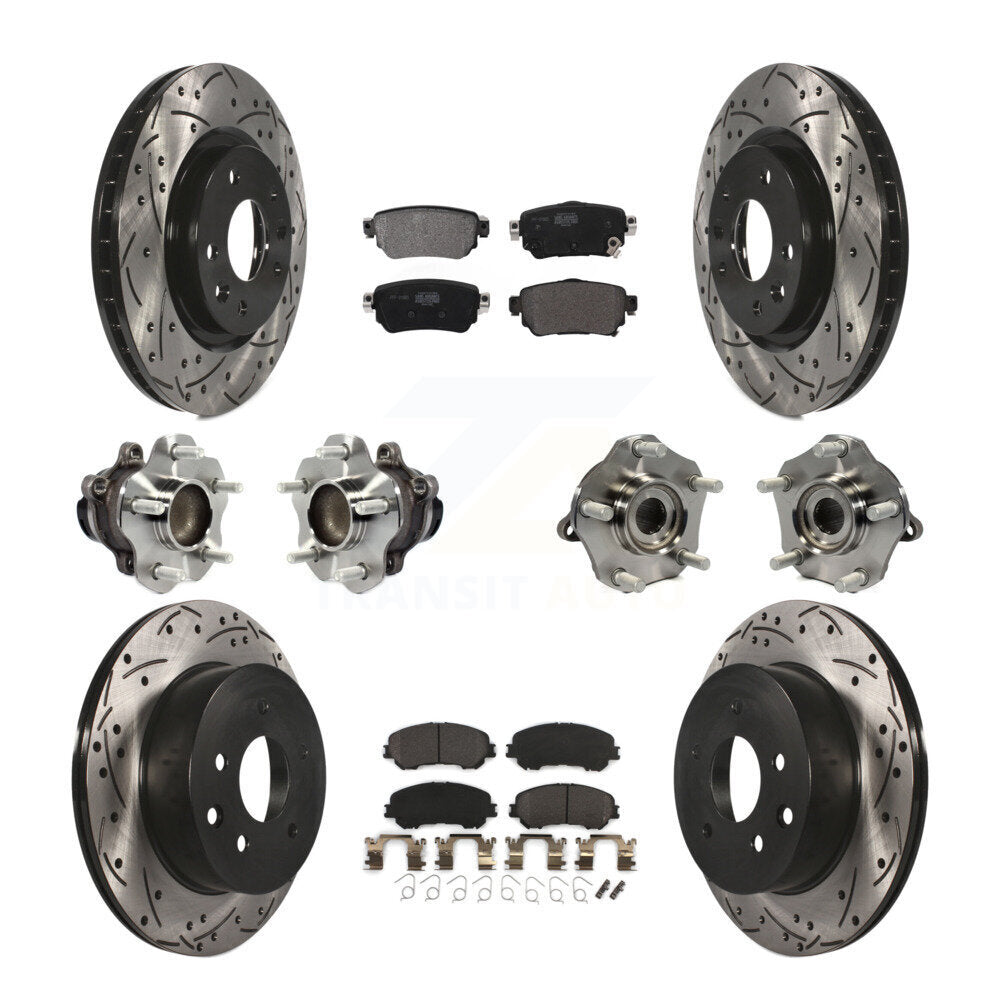 Front Rear Hub Bearing Coat Brake Rotor Pads Kit (10Pc) For Nissan Rogue Sport S with FWD KBB-122982