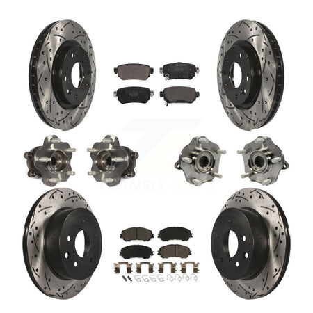 Front Rear Hub Bearing Coat Brake Rotor Pads Kit (10Pc) For Nissan Rogue Sport S with AWD KBB-122983