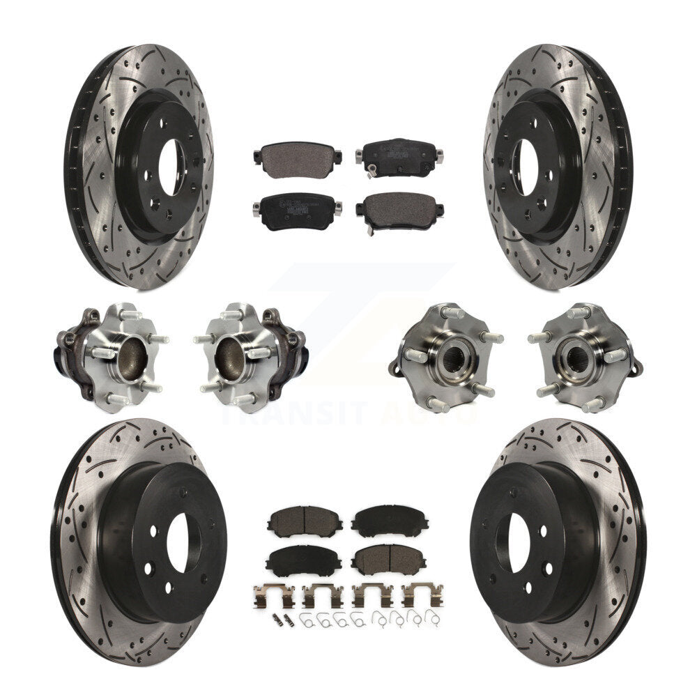 Front Rear Hub Bearing Coat Brake Rotor Pads Kit (10Pc) For Nissan Rogue Sport S with FWD KBB-122984