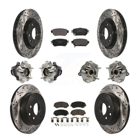 Front Rear Hub Bearing Coat Brake Rotor Pads Kit (10Pc) For Nissan Rogue Sport S with FWD KBB-122984