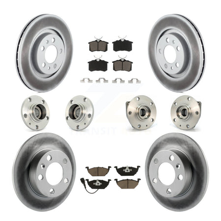 Front Rear Hub Bearing Coated Disc Brake Rotor & Pads Kit (10Pc) For Volkswagen Golf City KBB-122989