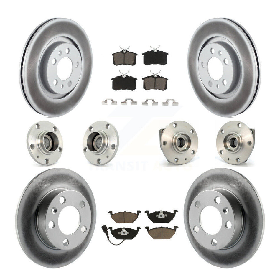 Front Rear Hub Bearing Coated Disc Brake Rotor & Pads Kit (10Pc) For Volkswagen Golf City KBB-122989