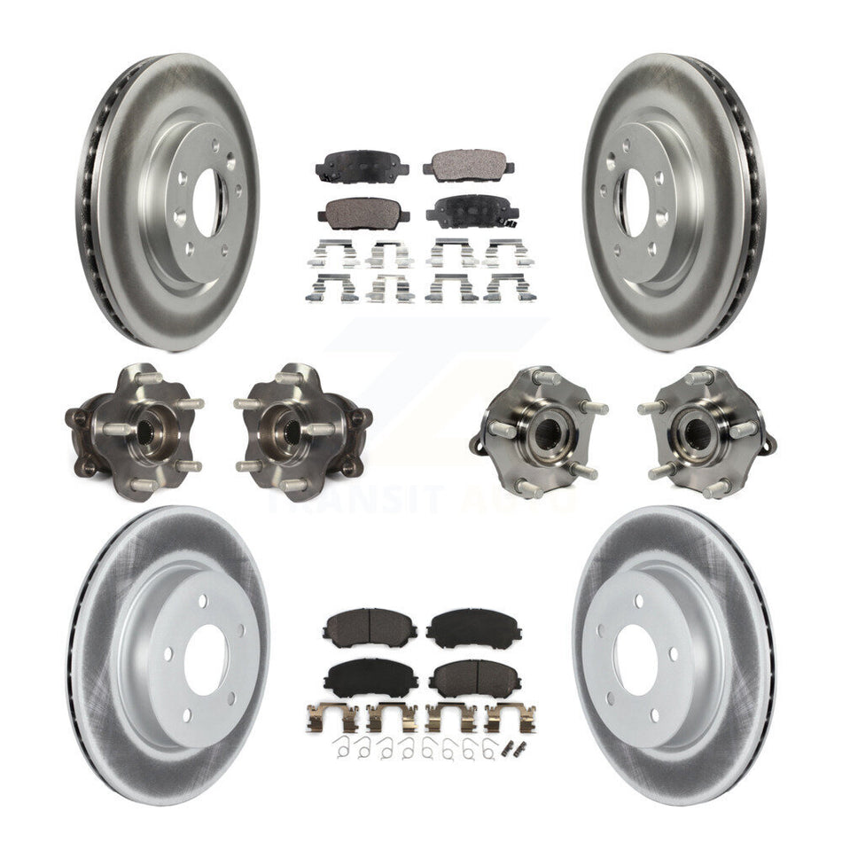 Front Rear Hub Bearings Assembly Coated Disc Brake Rotors And Semi-Metallic Pads Kit (10Pc) For 2019-2019 Nissan Rogue Sport Qashqai With Manual Parking SL with AWD KBB-122996