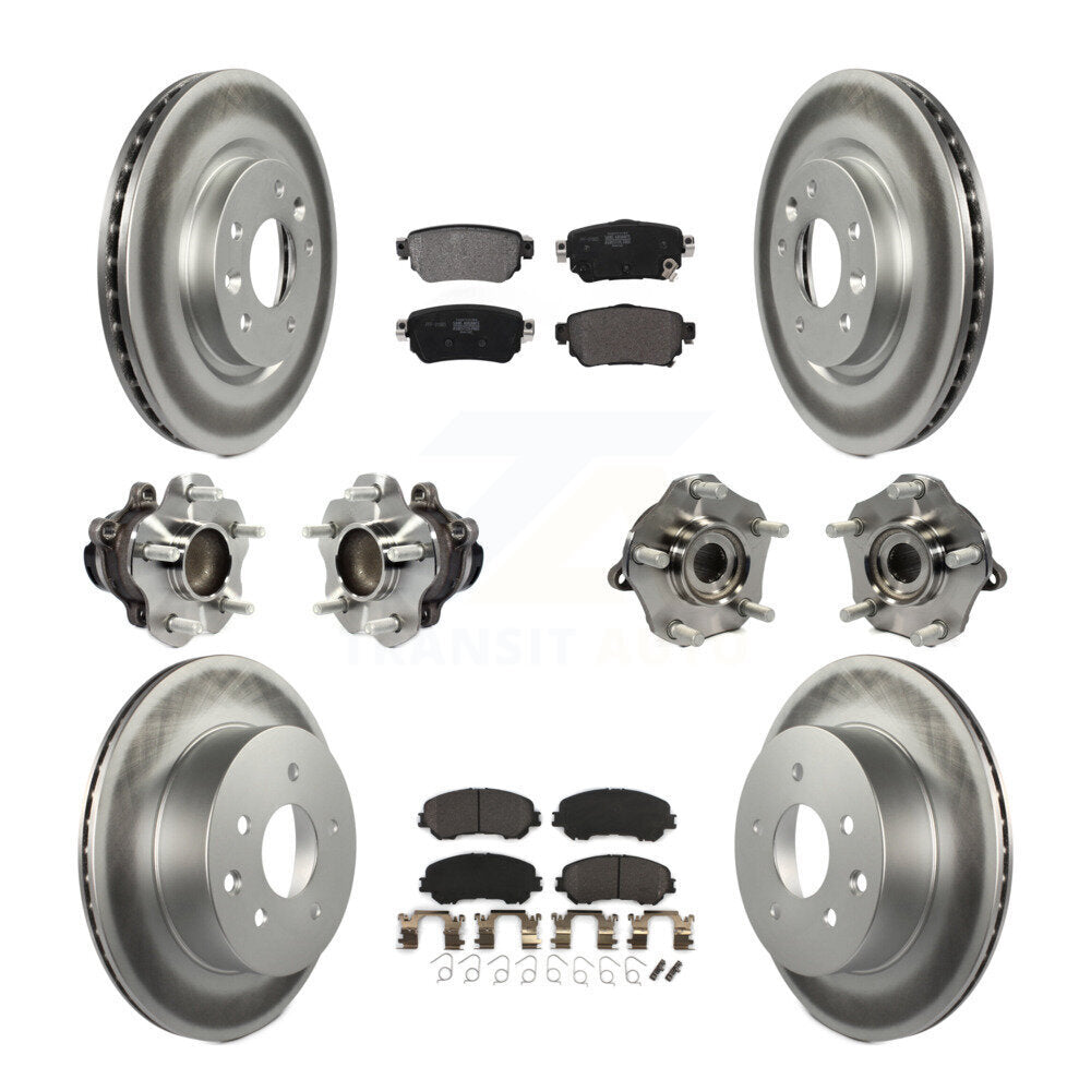 Front Rear Hub Bearing Coat Brake Rotor Pads Kit (10Pc) For Nissan Rogue Sport S with FWD KBB-122998