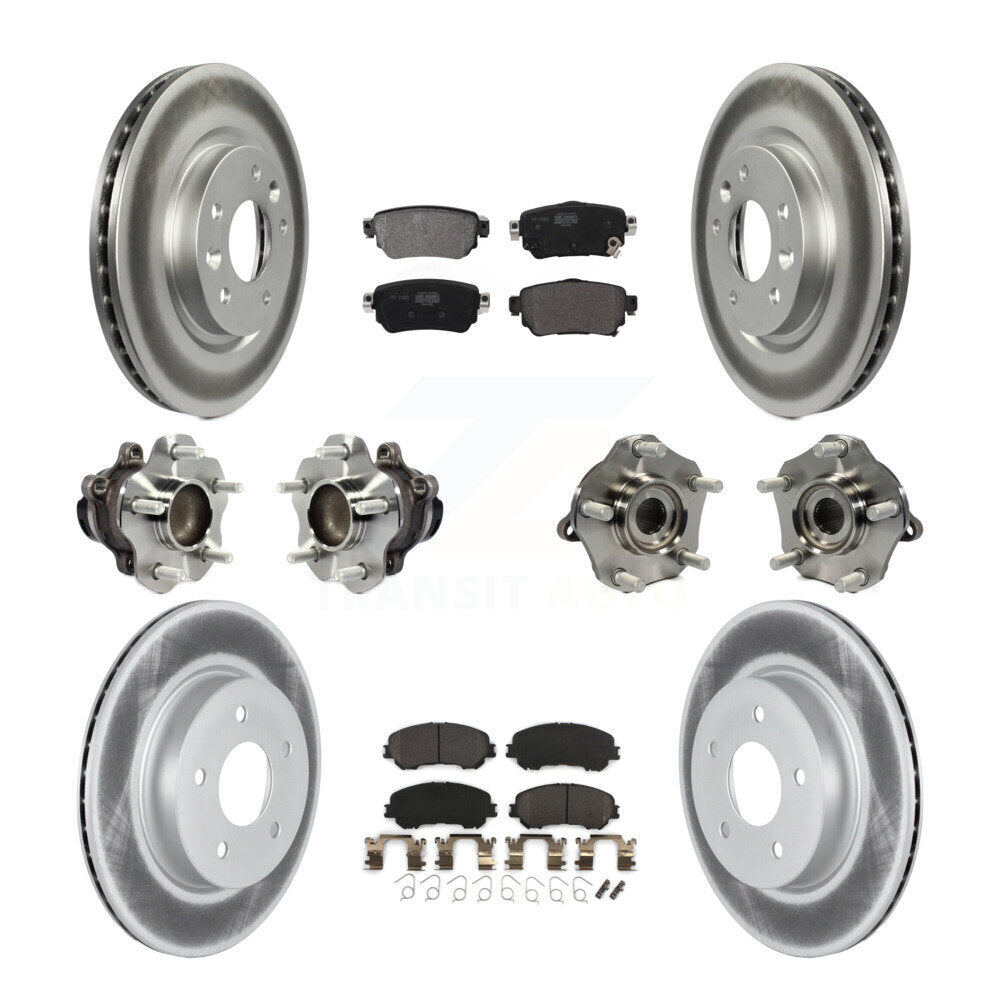 Front Rear Hub Bearing Coated Brake Rotor & Pad Kit (10Pc) For Nissan Rogue Sport Qashqai KBB-122999