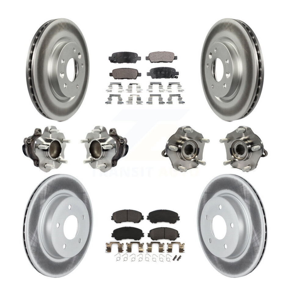 Front Rear Hub Bearings Assembly Coated Disc Brake Rotors And Semi-Metallic Pads Kit (10Pc) For 2019 Nissan Rogue Sport SL with FWD With Manual Parking KBB-123000