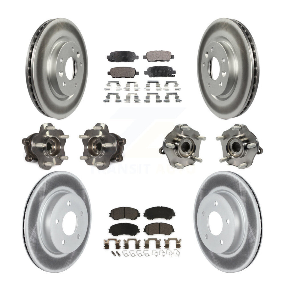 Front Rear Hub Bearings Assembly Coated Disc Brake Rotors And Ceramic Pads Kit (10Pc) For 2019-2019 Nissan Rogue Sport Qashqai With Manual Parking SL with AWD KBB-123009