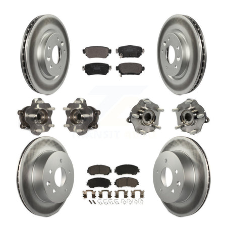 Front Rear Hub Bearing Coat Brake Rotor Pads Kit (10Pc) For Nissan Rogue Sport S with AWD KBB-123011
