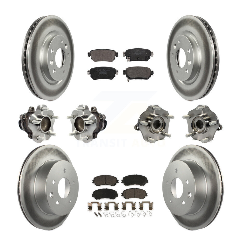 Front Rear Hub Bearing Coat Brake Rotor Pads Kit (10Pc) For Nissan Rogue Sport S with FWD KBB-123012