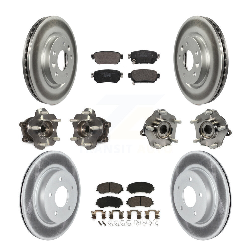 Front Rear Hub Bearing Coated Brake Rotor & Pad Kit (10Pc) For Nissan Rogue Sport Qashqai KBB-123013