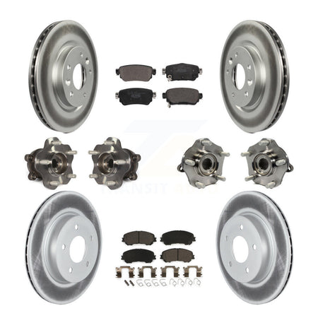 Front Rear Hub Bearing Coated Brake Rotor & Pad Kit (10Pc) For Nissan Rogue Sport Qashqai KBB-123013