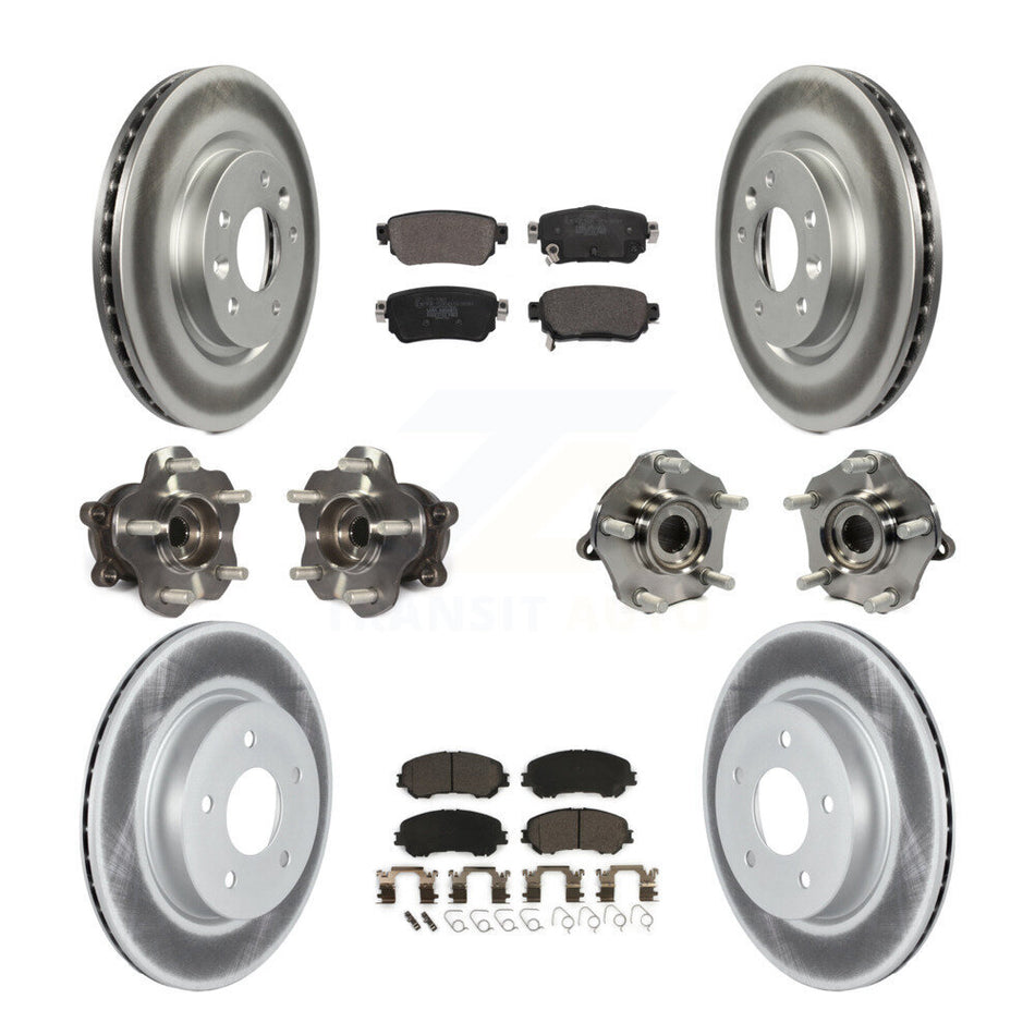 Front Rear Hub Bearing Coated Brake Rotor & Pad Kit (10Pc) For Nissan Rogue Sport Qashqai KBB-123013