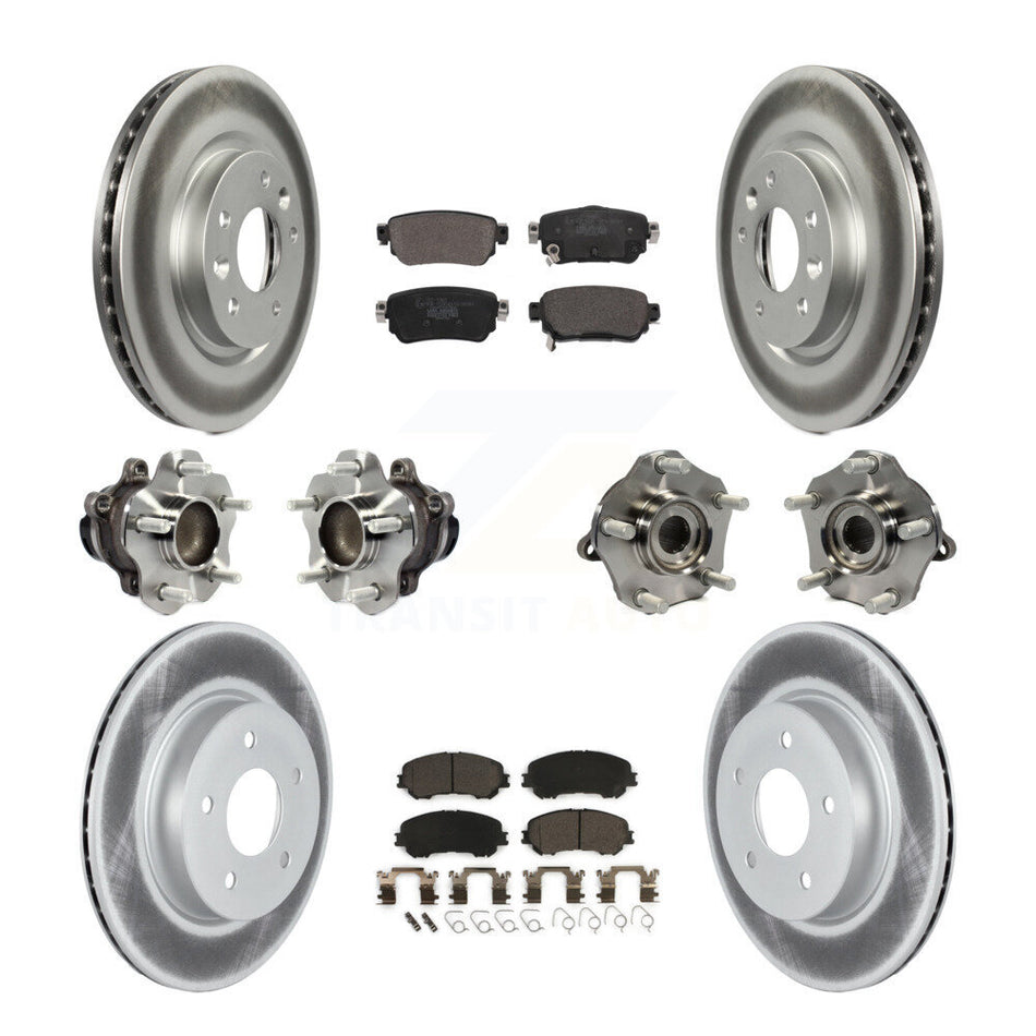 Front Rear Hub Bearing Coated Brake Rotor & Pad Kit (10Pc) For Nissan Rogue Sport Qashqai KBB-123014