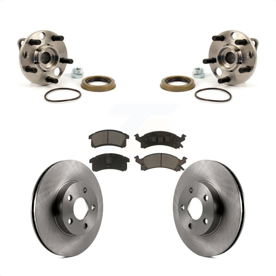 Front Hub Bearing Assembly Disc Brake Rotor & Pads Kit For Chevrolet Cavalier Pontiac Sunfire Grand Am Buick Skylark Corsica Oldsmobile Achieva Beretta Sunbird Cutlass Calais KBB-123017