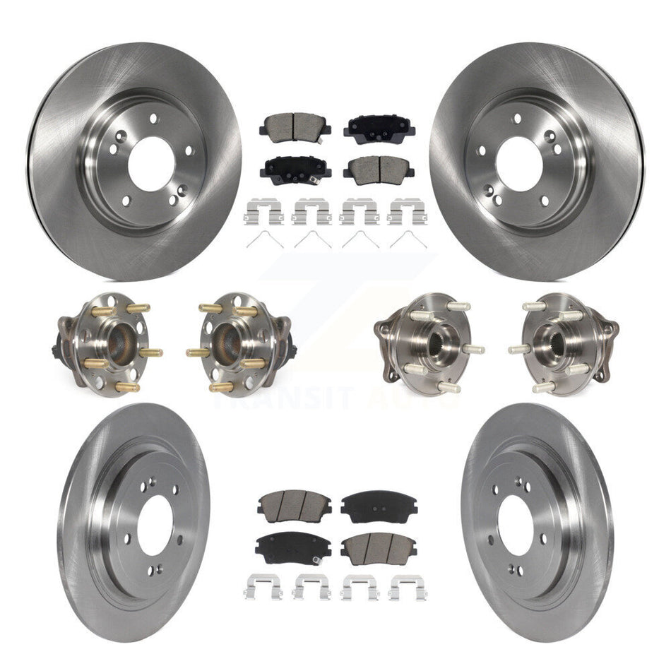 Front Rear Hub Bearing Disc Brake Rotor & Pads Kit (10Pc) For Kia Sportage Hyundai Tucson KBB-123038