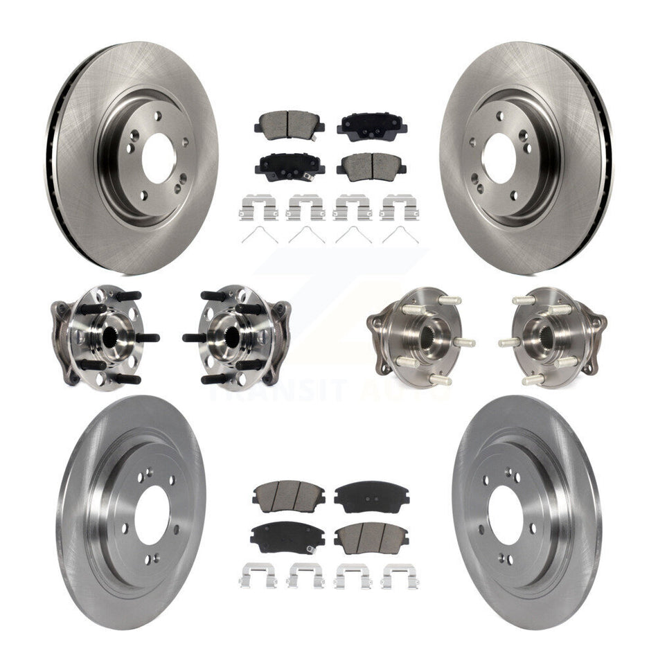 Front Rear Hub Bearings Disc Brake Rotors And Ceramic Pads Kit (10Pc) For Kia Sportage KBB-123039