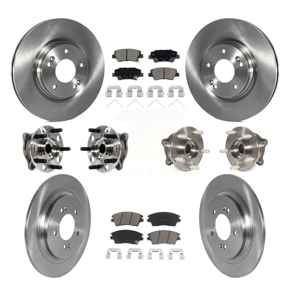 Front Rear Hub Bearing Disc Brake Rotor & Pads Kit (10Pc) For Kia Sportage Hyundai Tucson KBB-123040