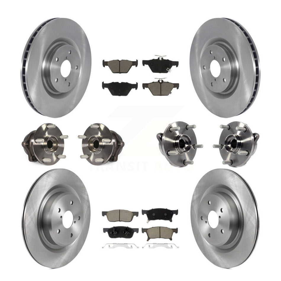 Front Rear Hub Bearings Disc Brake Rotors And Pads Kit (10Pc) For 2019-2022 Subaru Ascent KBB-123042