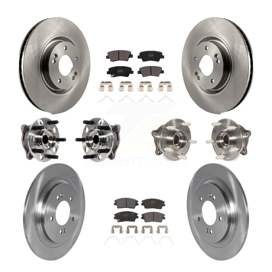 Front Rear Hub Bearing Disc Brake Rotor And Semi-Metallic Pad Kit (10Pc) For Kia Sportage KBB-123044