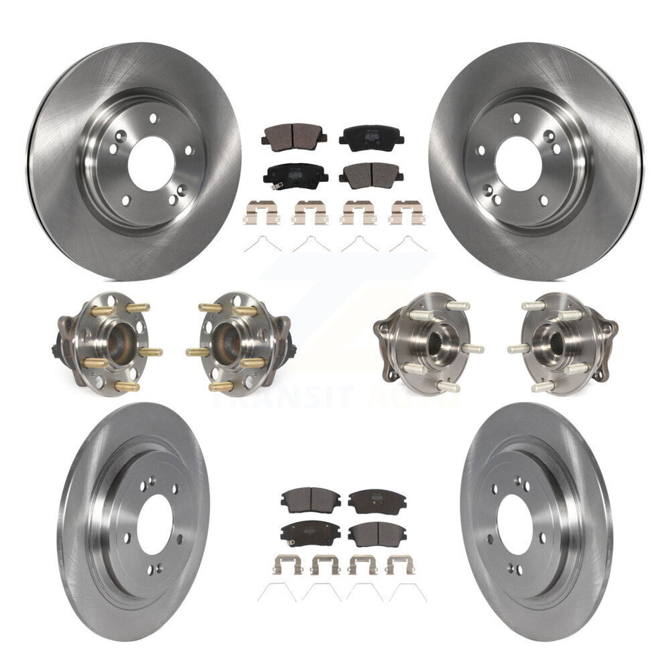 Front Rear Hub Bearing Disc Brake Rotor & Pads Kit (10Pc) For Kia Sportage Hyundai Tucson KBB-123045