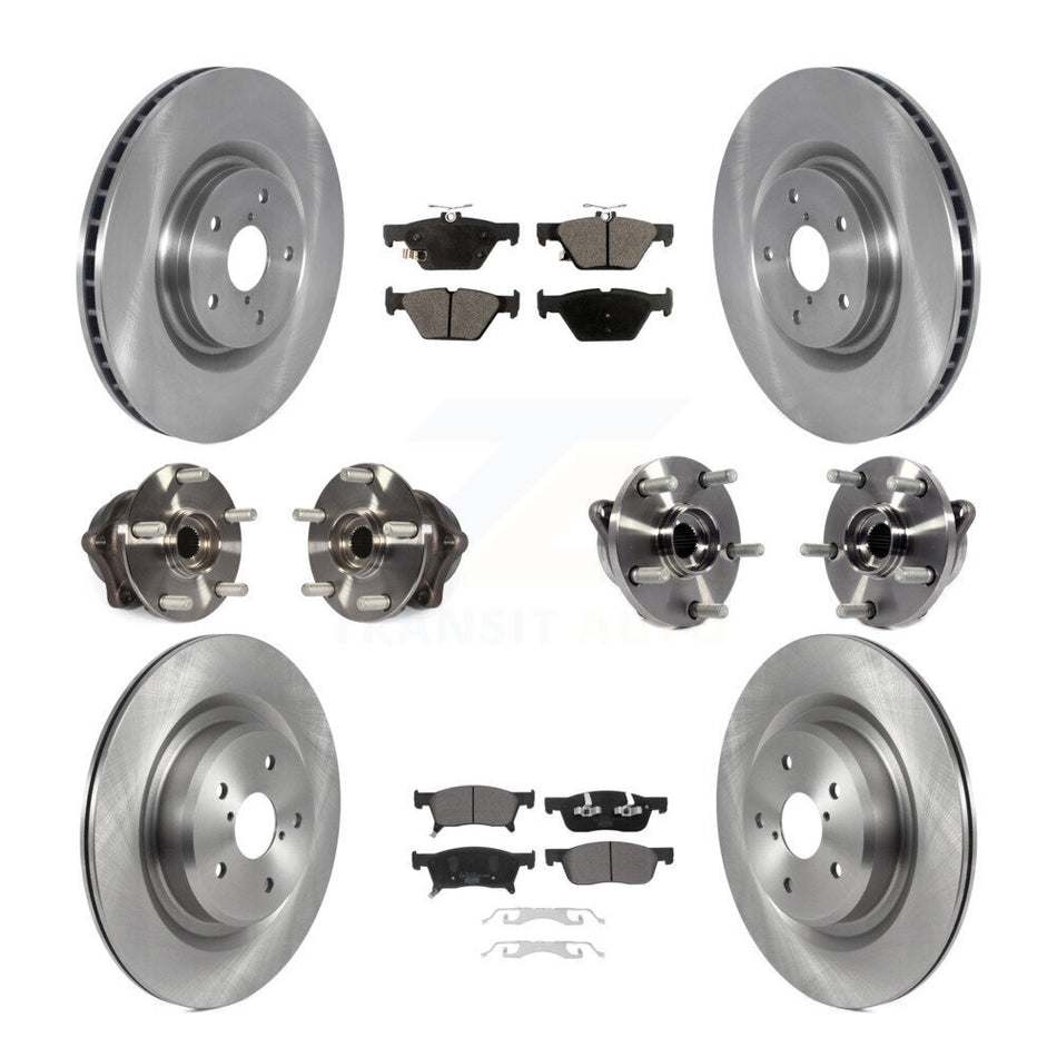 Front Rear Hub Bearings Assembly Disc Brake Rotors And Ceramic Pads Kit (10Pc) For 2019 Subaru Ascent KBB-123051