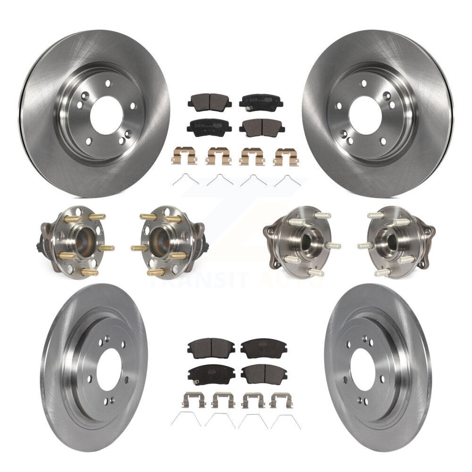 Front Rear Hub Bearing Disc Brake Rotor & Pads Kit (10Pc) For Kia Sportage Hyundai Tucson KBB-123054