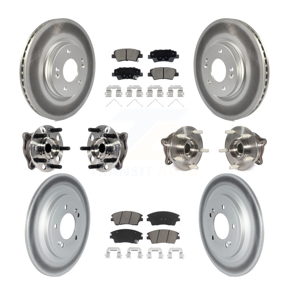 Front Rear Hub Bearing Coated Brake Rotor Pads Kit (10Pc) For Kia Sportage Hyundai Tucson KBB-123081